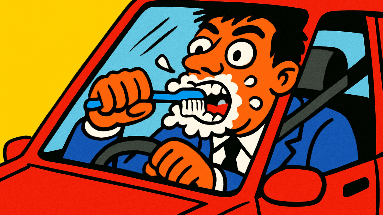 When You Are Brushing Your Teeth While Driving